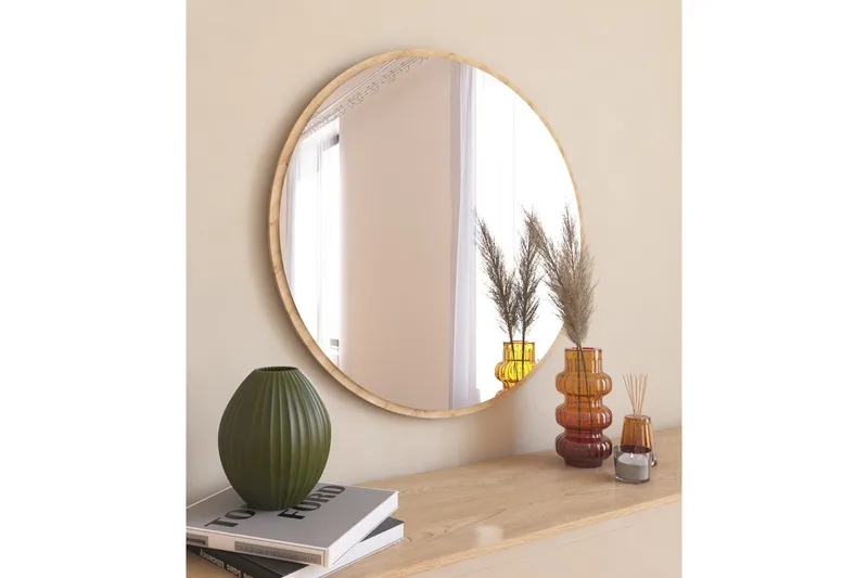 Buhem Speil 60 cm Rund, Tre/Natur