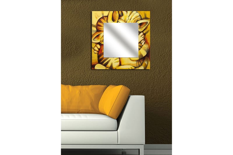 Dekorativt speil Krasnaja 50x50 cm Blomster - Plexiglass / flerfarget - Gangspeil - Veggspeil