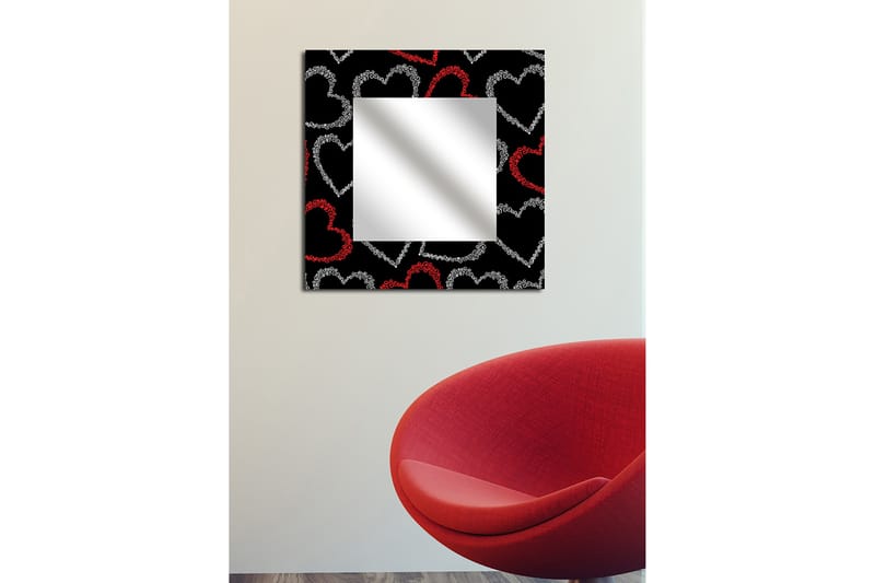 Dekorativt speil Krasnaja 50x50 cm Love - Plexiglass / flerfarget - Gangspeil - Veggspeil