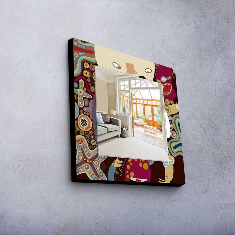 Dekorspeil 50x50 cm - Flerfarget - Interiør - Speil - Veggspeil