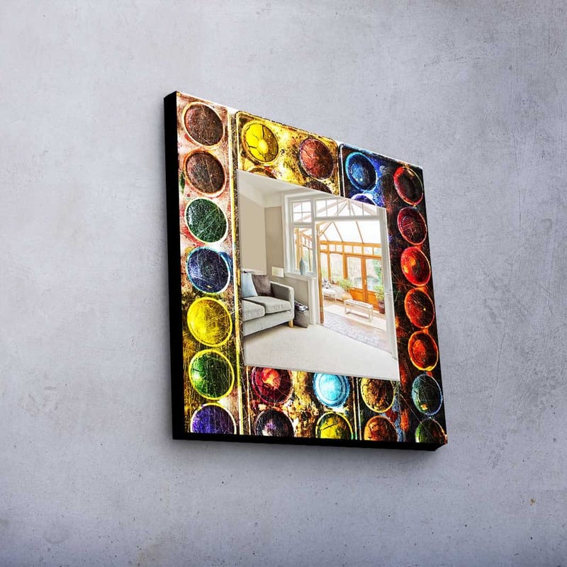 Dekorspeil 50x50 cm - Flerfarget - Interiør - Speil - Veggspeil