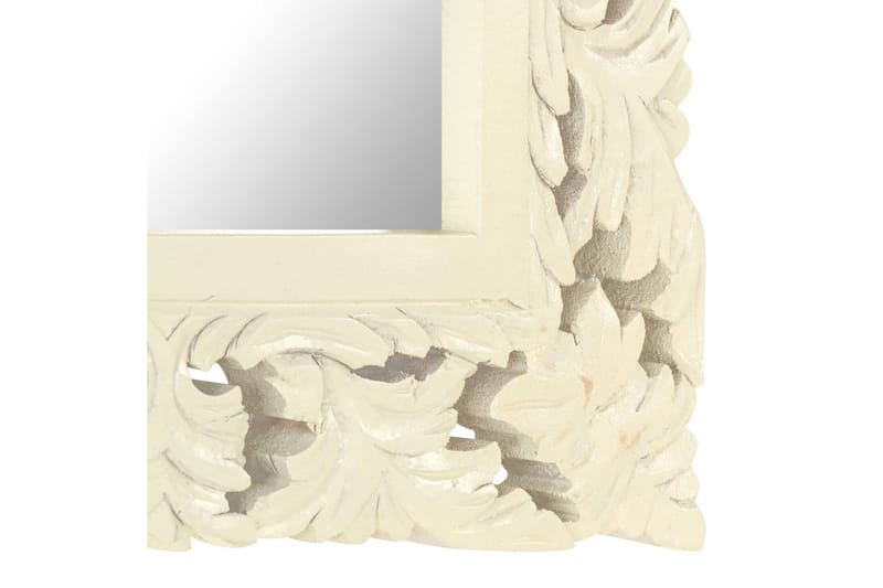 Håndskåret speil hvit 50x50 cm heltre mango - Hvit - Gangspeil - Veggspeil