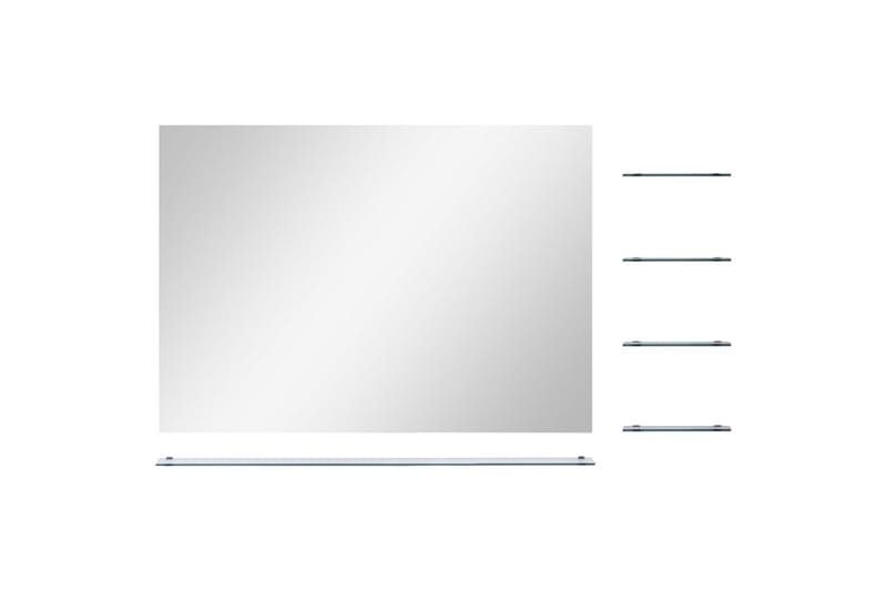 Veggspeil med 5 hyller sølv 80x60 cm -   - Gangspeil - Veggspeil