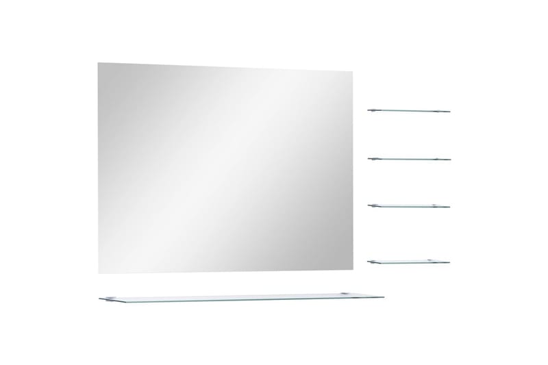 Veggspeil med 5 hyller sølv 80x60 cm - - Gangspeil - Veggspeil Veggspeil med 5 hyller sølv 80x60 cm - - Gangspeil - Veggspeil