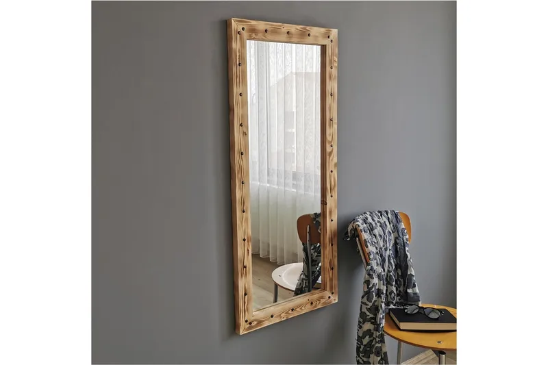 Sheritha Dekorasjonsspeil 50 cm - Valnøtt - Interiør - Speil - Veggspeil