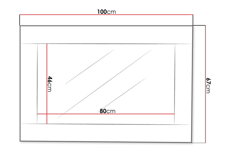 Speil Cezar 100X2X44 Cm - Grå/Hvit - Gangspeil - Veggspeil