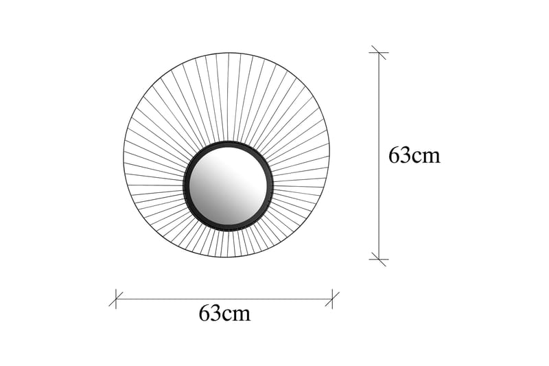 Speil Daisy 63 cm - Svart - Gangspeil - Veggspeil