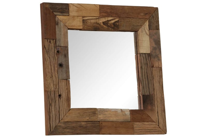 Speil gjenvunnet heltre 50x50 cm - Brun - Gangspeil - Veggspeil
