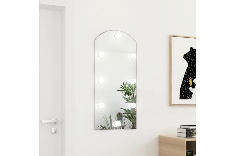 Speil med LED-lys 90x45 cm glass oval - Silver - Gangspeil - Veggspeil