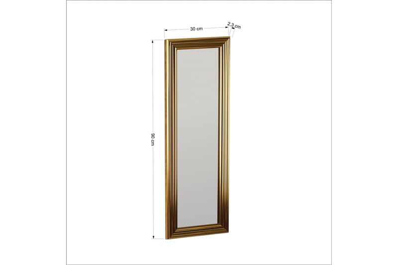 Speil Ovea 30 cm Rektangulær - Gull - Gangspeil - Veggspeil