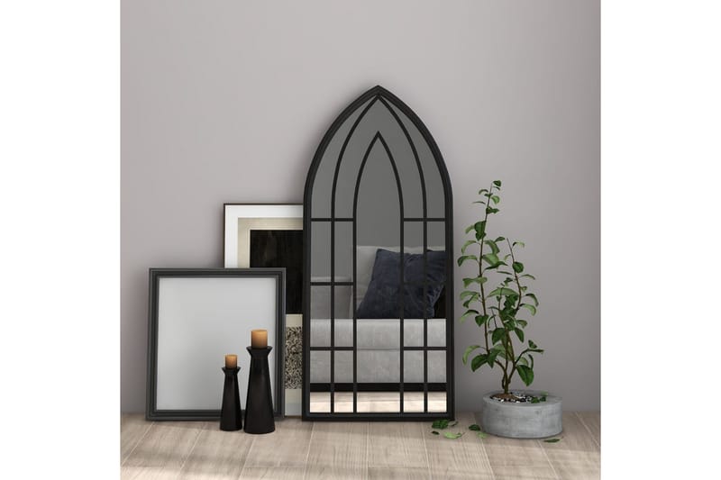 Speil svart 100x45 cm for innendørs bruk jern - Svart - Gangspeil - Veggspeil