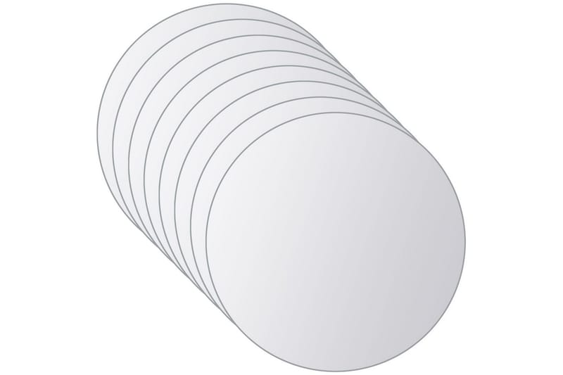 Speilfliser 8 stk rund glass - Sølv - Gangspeil - Veggspeil