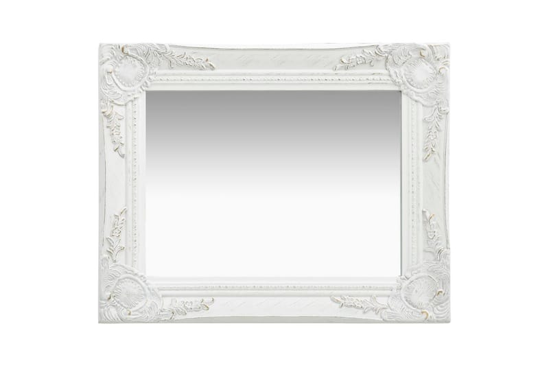 Veggspeil barokkstil 50x40 cm hvit - Gangspeil - Veggspeil