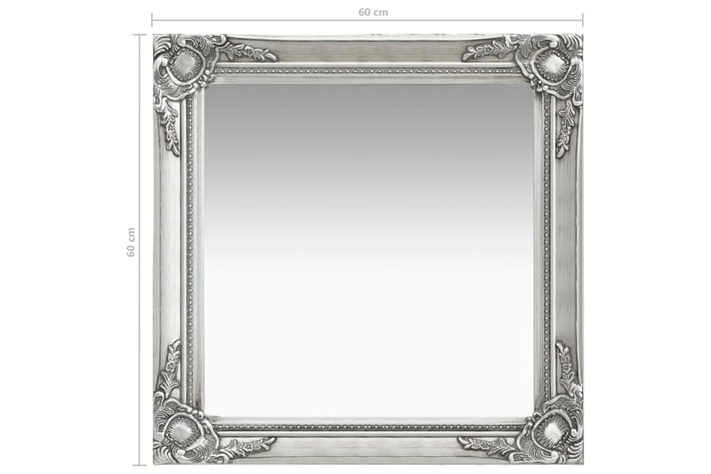 Veggspeil barokkstil 60x60 cm sølv - Gangspeil - Veggspeil