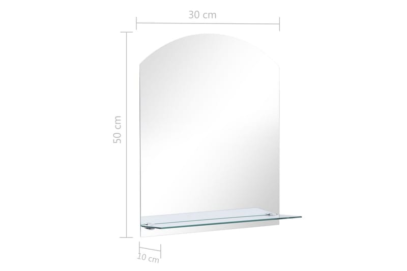 Veggspeil med hylle 30x50 cm herdet glass -   - Gangspeil - Veggspeil