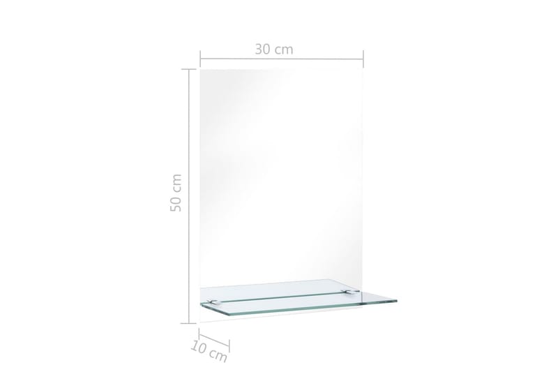Veggspeil med hylle 30x50 cm herdet glass -   - Gangspeil - Veggspeil