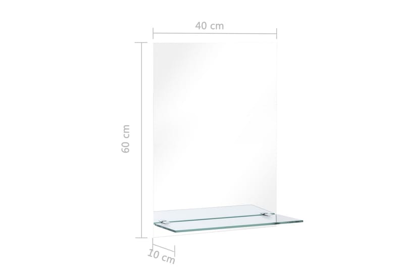 Veggspeil med hylle 40x60 cm herdet glass - Gangspeil - Veggspeil