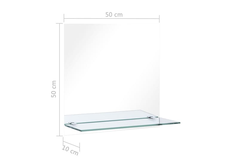 Veggspeil med hylle 50x50 cm herdet glass -   - Gangspeil - Veggspeil