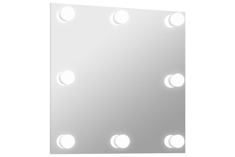 Veggspeil med LED-lys firkantet glass - Silver - Gangspeil - Veggspeil