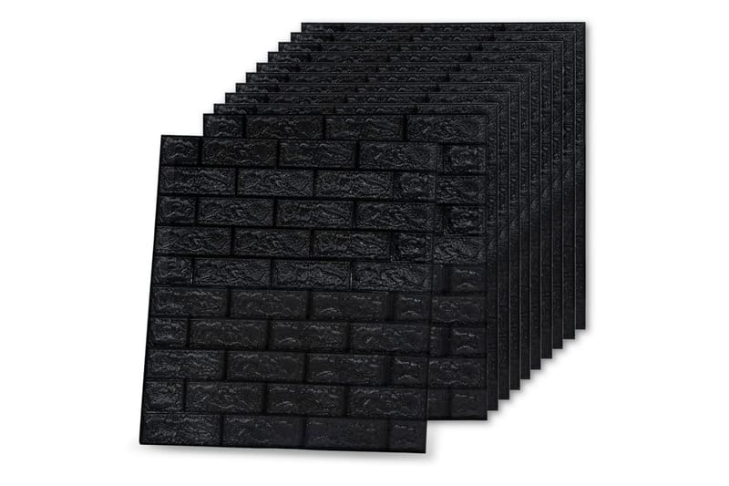 3D-tapet murstein selvklebende 10 stk svart - Svart - Tapet stue - Fototapeter - Kjøkkentapeter - Tapet soverom