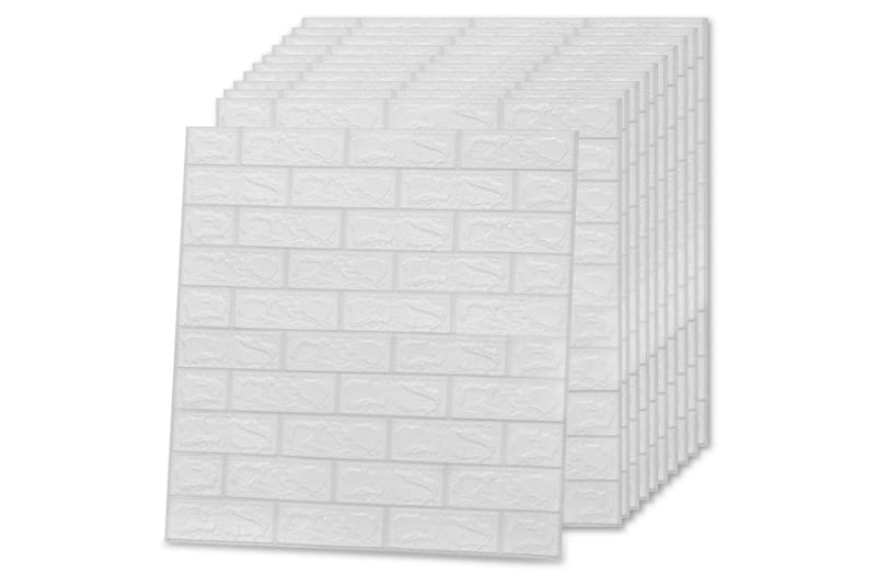 3D-tapet murstein selvklebende 20 stk hvit - Hvit - Tapet stue - Tapet soverom - Kjøkkentapeter - Fototapeter