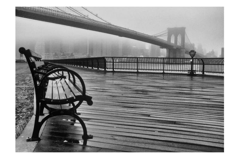 Fototapet A Foggy Day On The Brooklyn Bridge 200x140 - Artgeist sp. z o. o. - Tapet stue - Fototapeter - Kjøkkentapeter - Tapet soverom