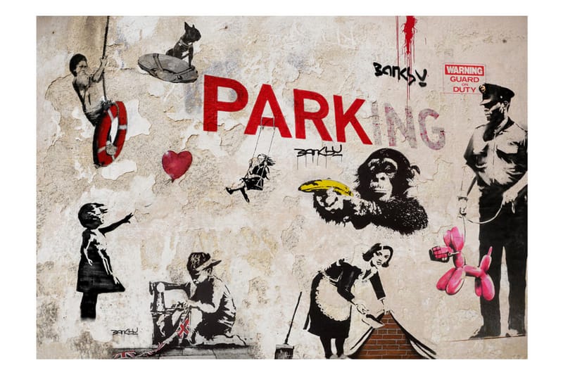 Fototapet Banksy Graffiti Collage 300x210 - Artgeist sp. z o. o. - Tapet stue - Fototapeter - Kjøkkentapeter - Tapet soverom