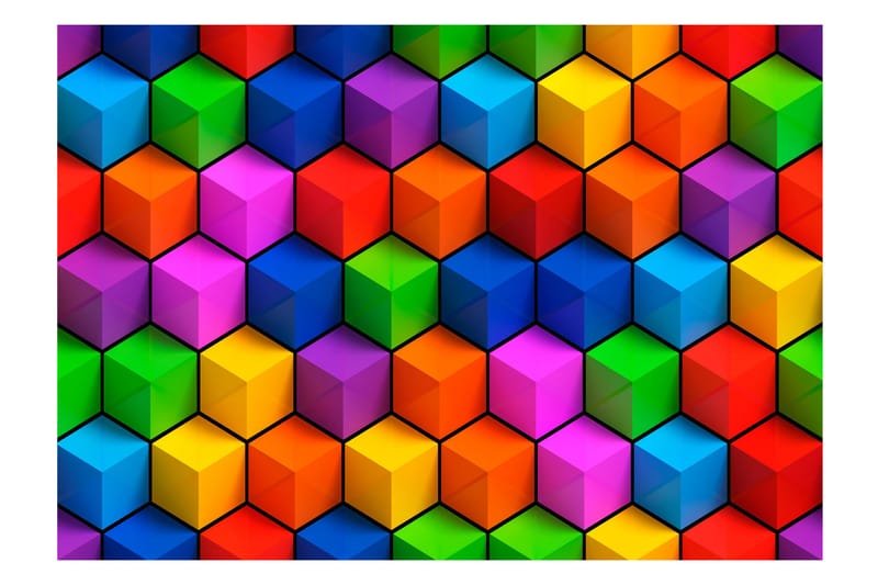 Fototapet Colorful Geometric Boxes 300x210 - Artgeist sp. z o. o. - Tapet stue - Fototapeter - Kjøkkentapeter - Tapet soverom