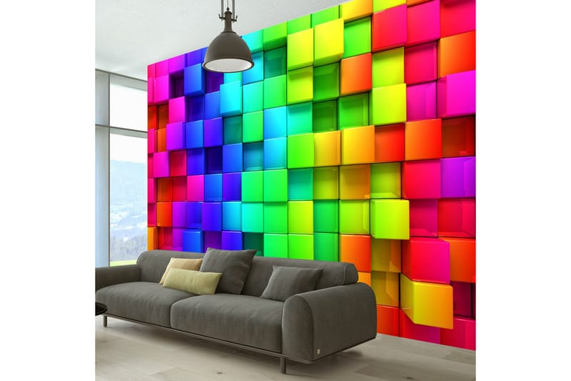Fototapet Colourful Cubes 300x210 - Artgeist sp. z o. o. - Tapet stue - Fototapeter - Kjøkkentapeter - Tapet soverom