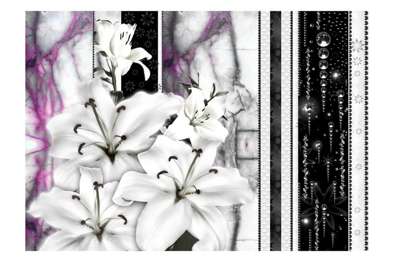 Fototapet Crying Lilies On Purple Marble 300x210 - Artgeist sp. z o. o. - Tapet stue - Fototapeter - Kjøkkentapeter - Tapet soverom