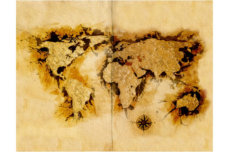 Fototapet Gold Excavator Map of the World 250x193 - Artgeist sp. z o. o. - Tapet stue - Tapet soverom - Kjøkkentapeter - Fototapeter