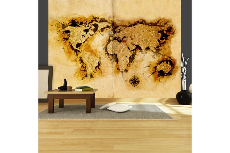 Fototapet Gold Excavator Map of the World 250x193 - Artgeist sp. z o. o. - Tapet stue - Fototapeter - Kjøkkentapeter - Tapet soverom