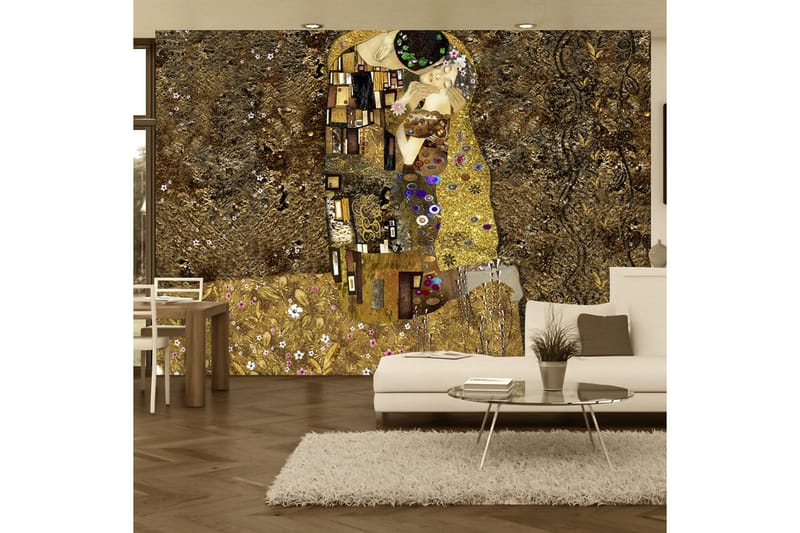 Fototapet Klimt Inspiration Golden Kiss 150x105 - Finnes i flere størrelser - Tapet stue - Fototapeter - Kjøkkentapeter - Tapet soverom