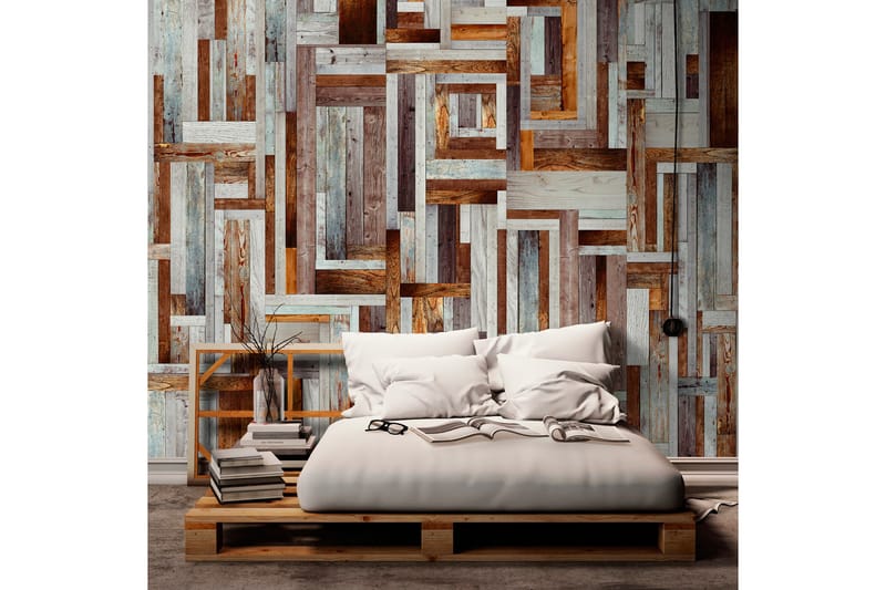 Fototapet Labyrinth Of Wooden Planks 50x1000 - Artgeist sp. z o. o. - Tapet stue - Fototapeter - Kjøkkentapeter - Tapet soverom