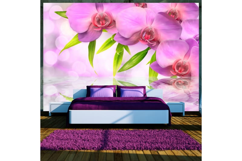 Fototapet Orchids In Lilac Colour 300x210 - Artgeist sp. z o. o. - Tapet stue - Fototapeter - Kjøkkentapeter - Tapet soverom