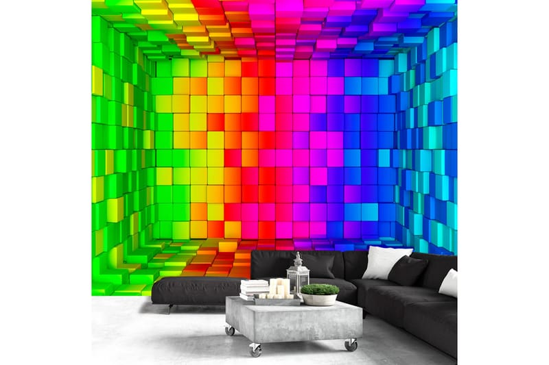 Fototapet Rainbow Cube 150x105 - Artgeist sp. z o. o. - Tapet stue - Fototapeter - Kjøkkentapeter - Tapet soverom