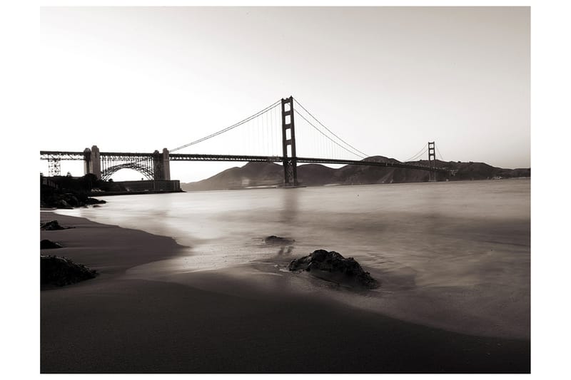 Fototapet San Francisco Golden Gate Bridge B&W 250x193 - Artgeist sp. z o. o. - Tapet stue - Fototapeter - Kjøkkentapeter - Tapet soverom
