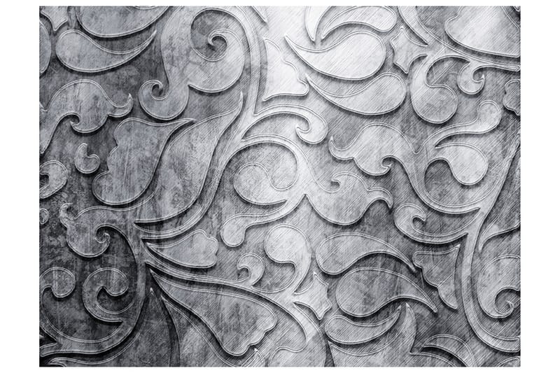 Fototapet Silver Background With Floral Pattern 200x154 - Artgeist sp. z o. o. - Tapet stue - Fototapeter - Kjøkkentapeter - Tapet soverom