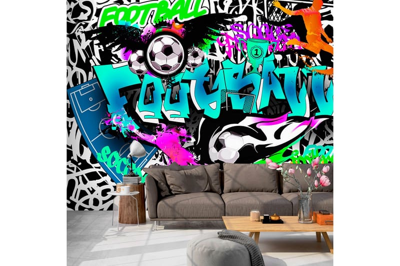 Fototapet Sports Graffiti 200x140 - Finnes i flere størrelser - Tapet stue - Tapet soverom - Kjøkkentapeter - Fototapeter