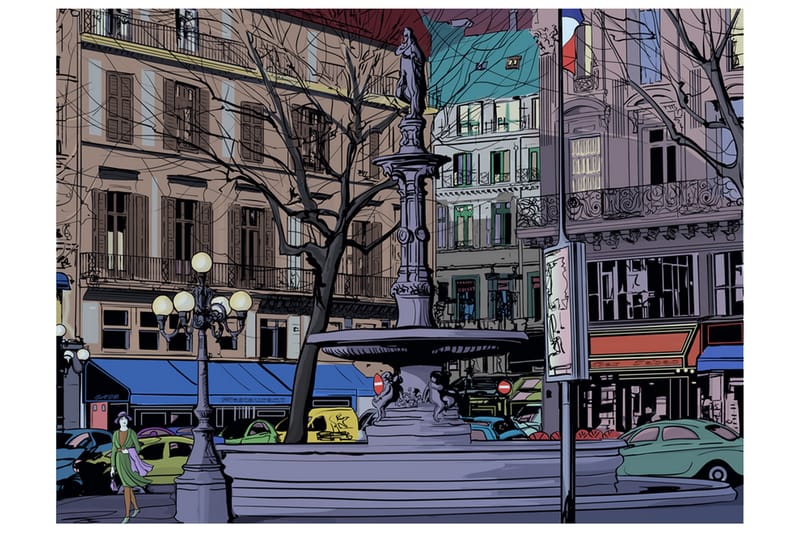 Fototapet Twilight Across Paris Square 250x193 - Artgeist sp. z o. o. - Tapet stue - Fototapeter - Kjøkkentapeter - Tapet soverom