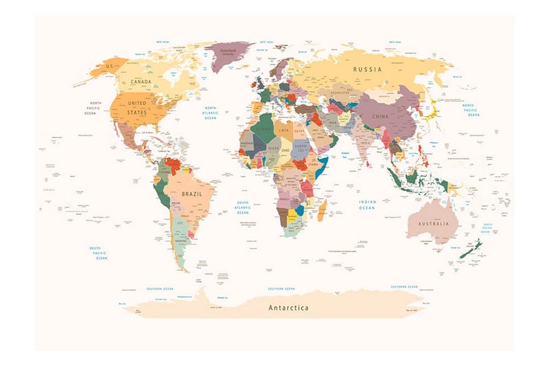 Fototapet Verdens kart 150x105 - Finnes i flere størrelser - Tapet stue - Fototapeter - Kjøkkentapeter - Tapet soverom