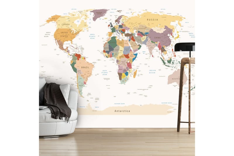 Fototapet Verdens kart 150x105 - Finnes i flere størrelser - Tapet stue - Fototapeter - Kjøkkentapeter - Tapet soverom