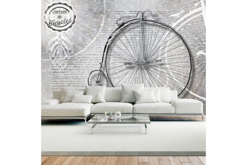 Fototapet Vintage Bicycles Black And White 150x105 - Artgeist sp. z o. o. - Tapet stue - Fototapeter - Kjøkkentapeter - Tapet soverom