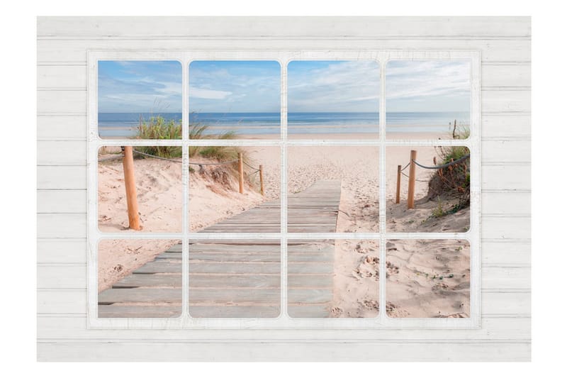 Fototapet Window & Beach 150x105 - Artgeist sp. z o. o. - Tapet stue - Fototapeter - Kjøkkentapeter - Tapet soverom