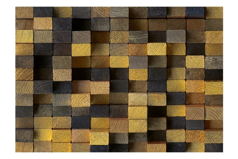 Fototapet Wooden Cubes 300x210 - Artgeist sp. z o. o. - Tapet stue - Fototapeter - Kjøkkentapeter - Tapet soverom
