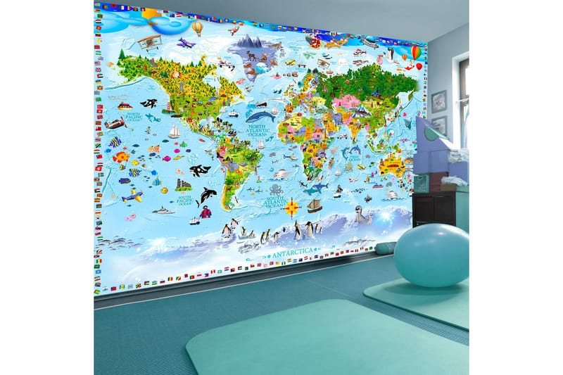 Fototapet World Map For Kids 300x210 - Artgeist sp. z o. o. - Tapet stue - Fototapeter - Kjøkkentapeter - Tapet soverom