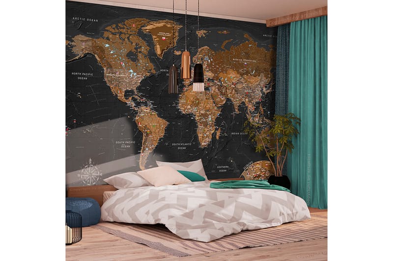 Fototapet World Stylish Map 150x105 - Finnes i flere størrelser - Tapet stue - Fototapeter - Kjøkkentapeter - Tapet soverom