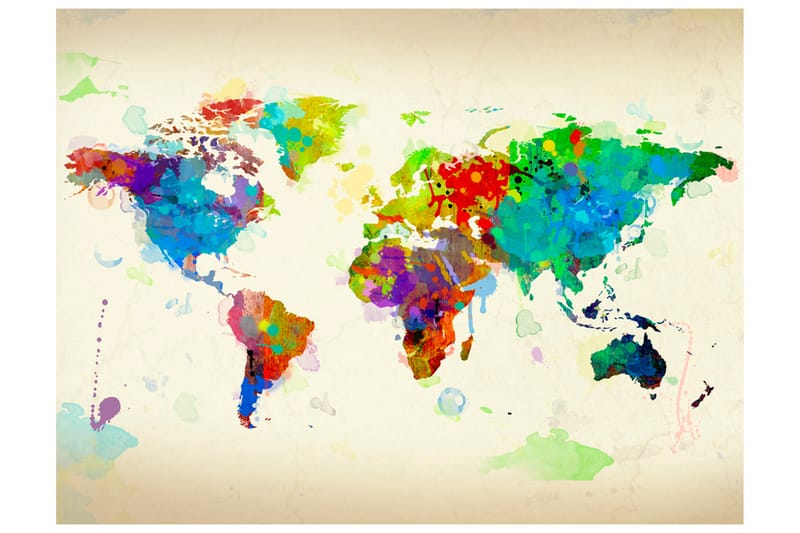 Fototapet Paint Splashes Map Of The World 200x154 - Artgeist sp. z o. o. - Tapet stue - Fototapeter - Kjøkkentapeter - Tapet soverom
