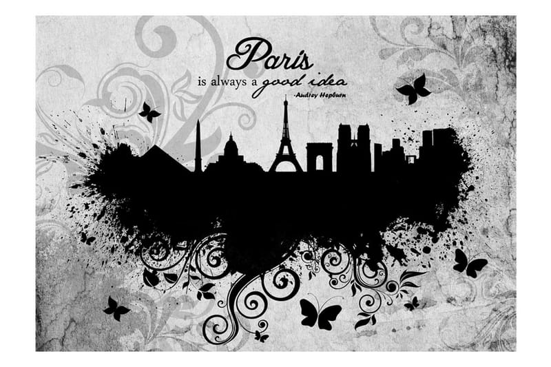 Fototapet Paris Is Always A Good Idea B&W 100x70 - Artgeist sp. z o. o. - Tapet stue - Fototapeter - Kjøkkentapeter - Tapet soverom