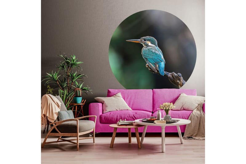 WallArt Tapetsirkel The Kingfisher 142,5 cm - Flerfarget - Tapet stue - Tapet soverom - Kjøkkentapeter - Fototapeter